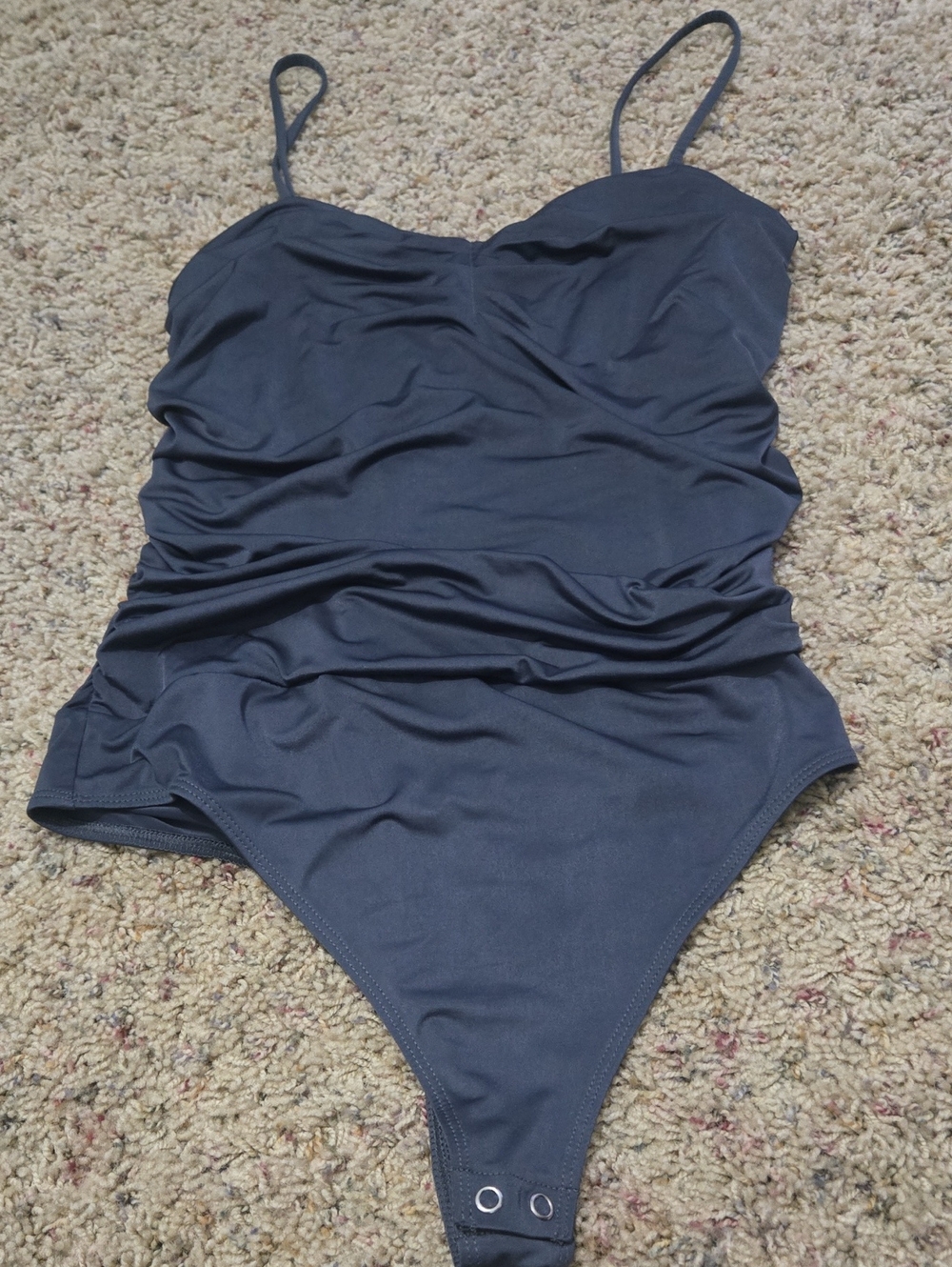 Express Dark Navy Ruched One-Piece Swimsuit